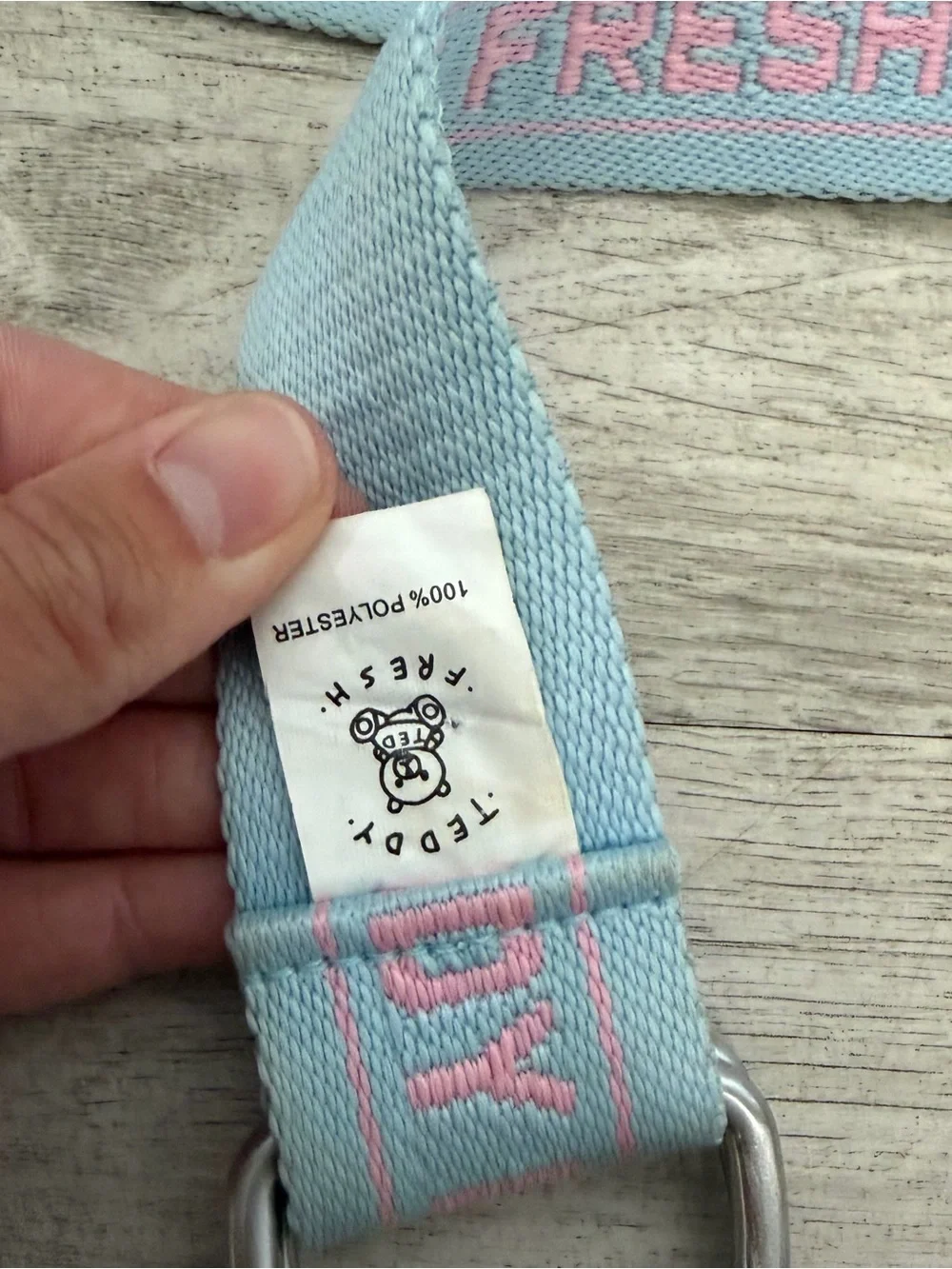Teddy Fresh D-Ring Webbing Belt Pink Blue Embroidered Logo Streetwear 51
